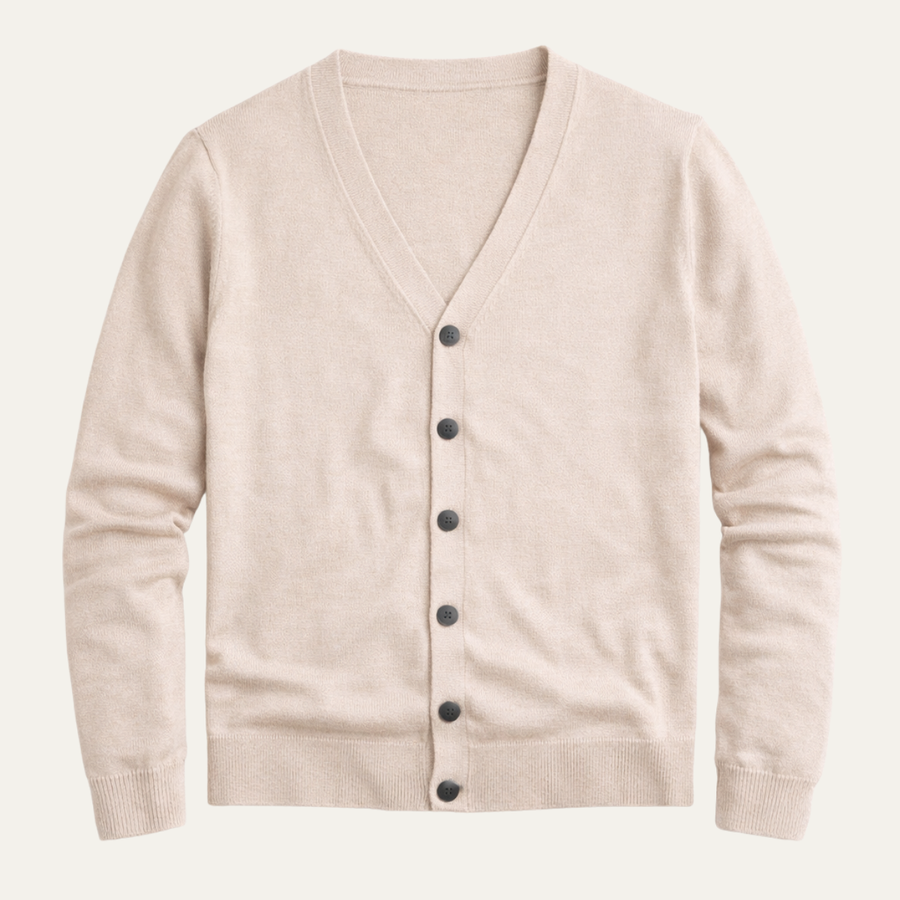 Herren Strickjacke mit Knopfleiste, V-Ausschnitt und Rippbündchen