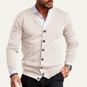 Herren Strickjacke mit Knopfleiste, V-Ausschnitt und Rippbündchen