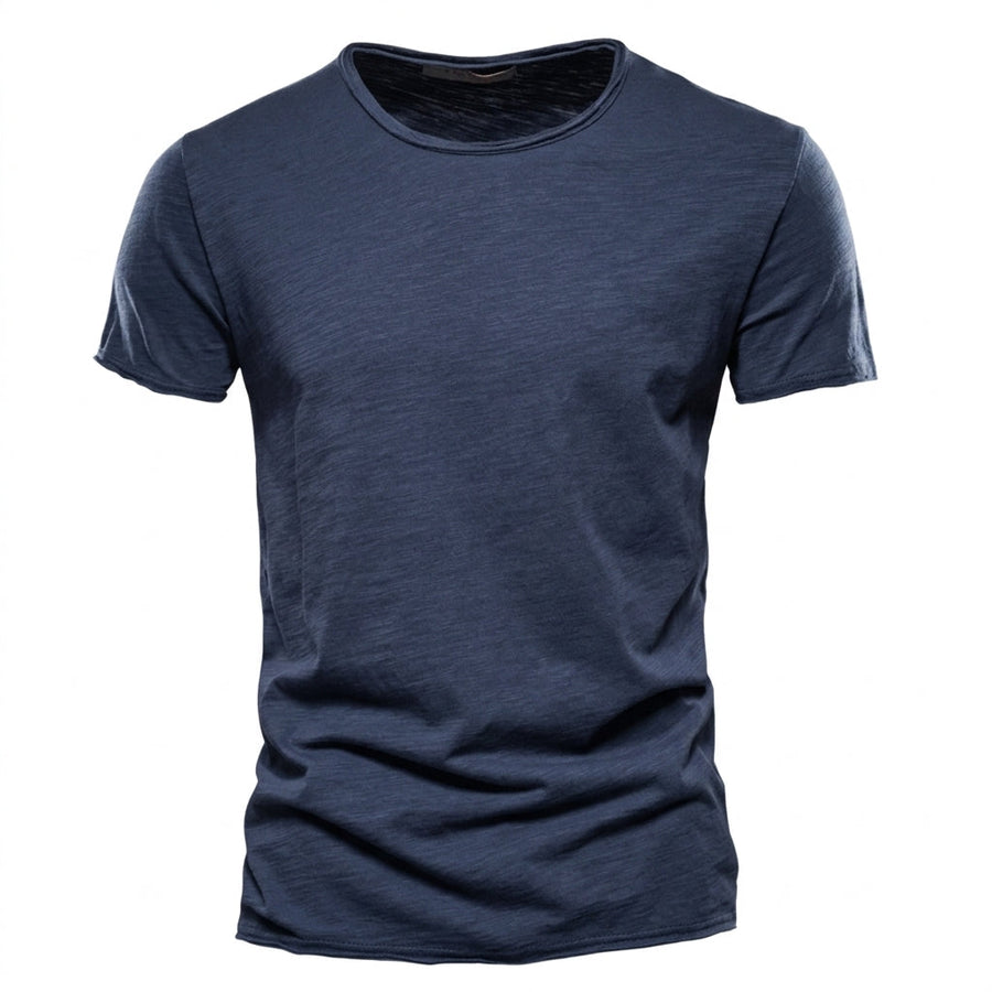 Herren-T-Shirt mit Rundhalsausschnitt und Flammgarn-Struktur