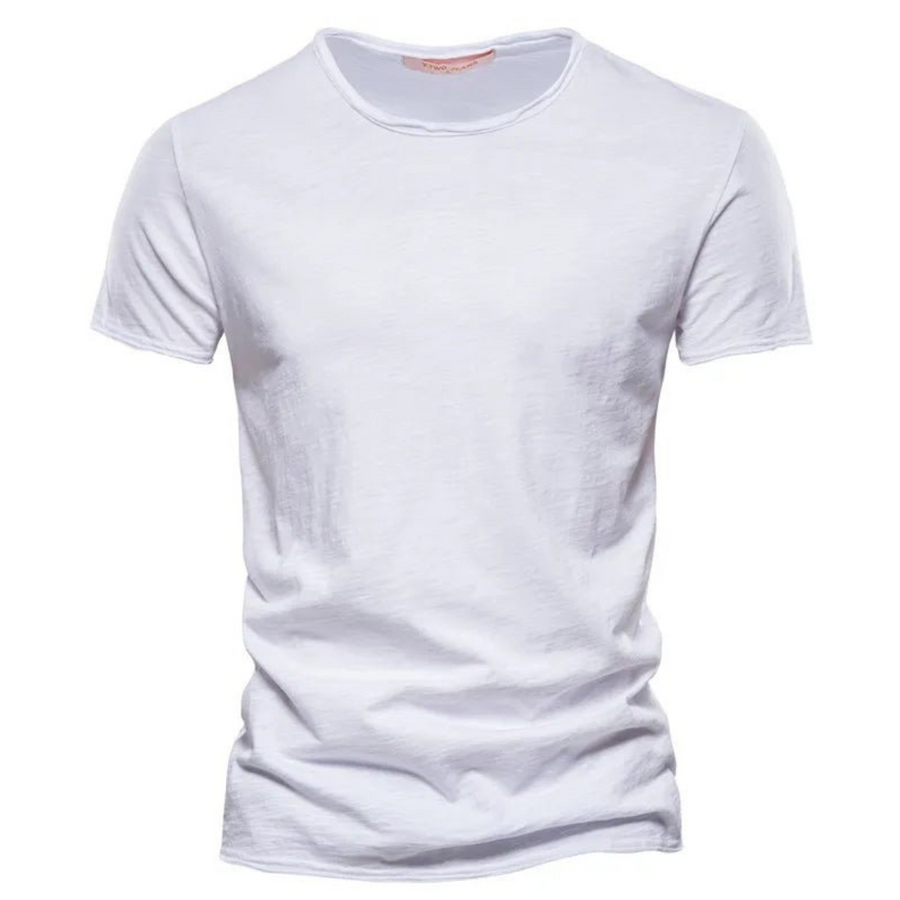 Herren-T-Shirt mit Rundhalsausschnitt und Flammgarn-Struktur