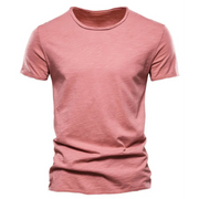 Herren-T-Shirt mit Rundhalsausschnitt und Flammgarn-Struktur