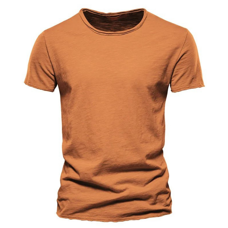 Herren-T-Shirt mit Rundhalsausschnitt und Flammgarn-Struktur
