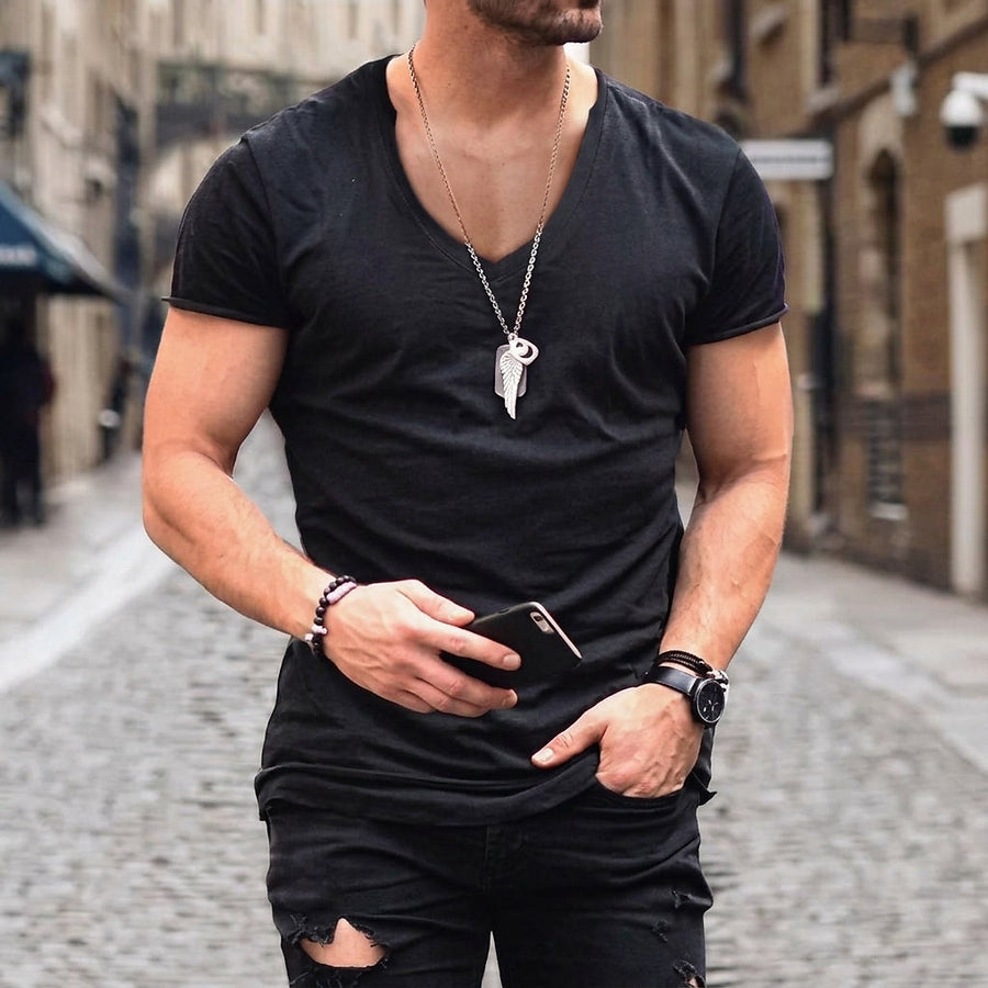 Herren-T-Shirt mit V-Ausschnitt und kurzen Ärmeln