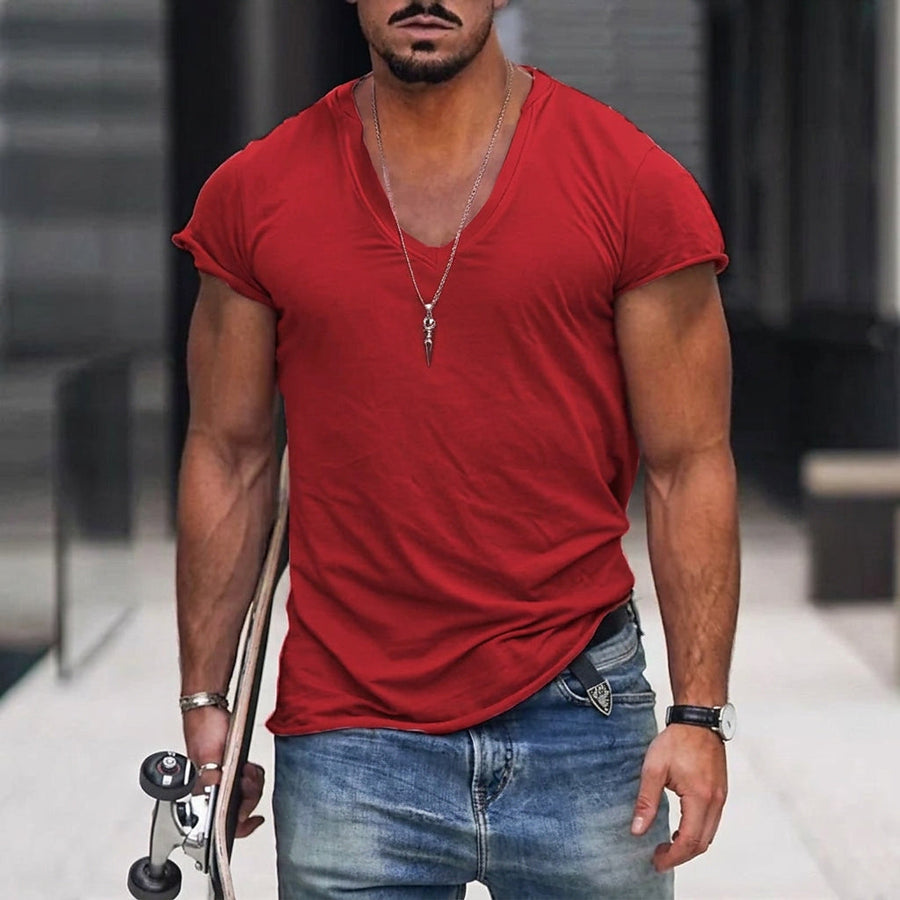 Herren-T-Shirt mit V-Ausschnitt und kurzen Ärmeln