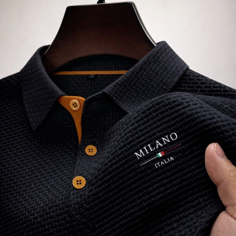 Julian | Herren Texturiertes Poloshirt Milano Knopfleiste