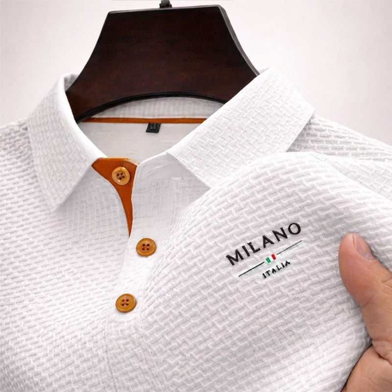 Julian | Herren Texturiertes Poloshirt Milano Knopfleiste
