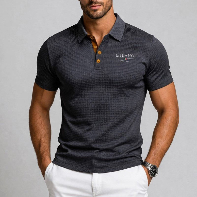 Julian | Herren Texturiertes Poloshirt Milano Knopfleiste