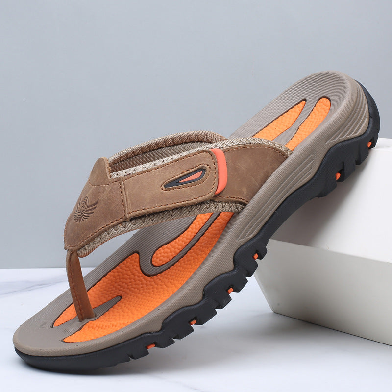 Herren-Zehentrenner-Sandalen mit breiten Riemen und profilierter Sohle