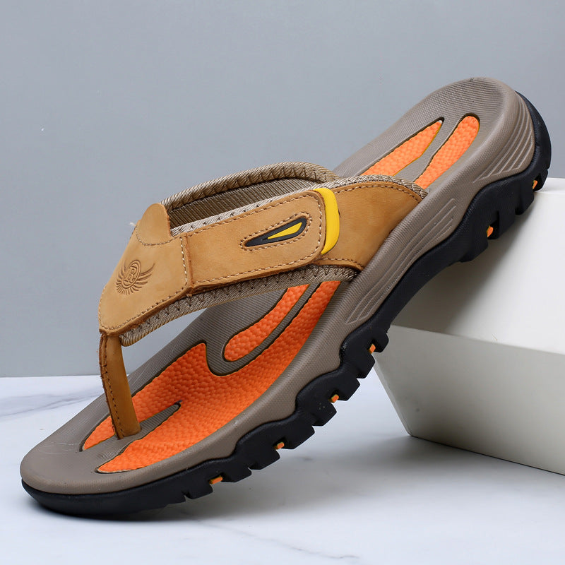 Herren-Zehentrenner-Sandalen mit breiten Riemen und profilierter Sohle