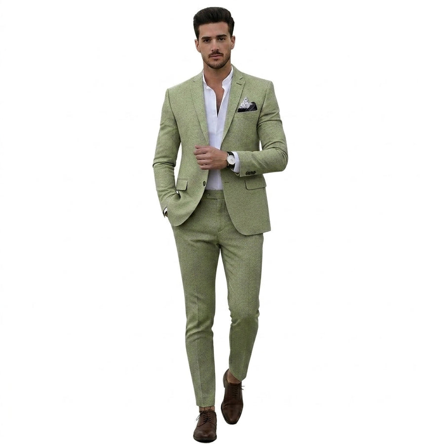 Herren-Zweiteiler mit strukturiertem Blazer und schmal geschnittener Hose