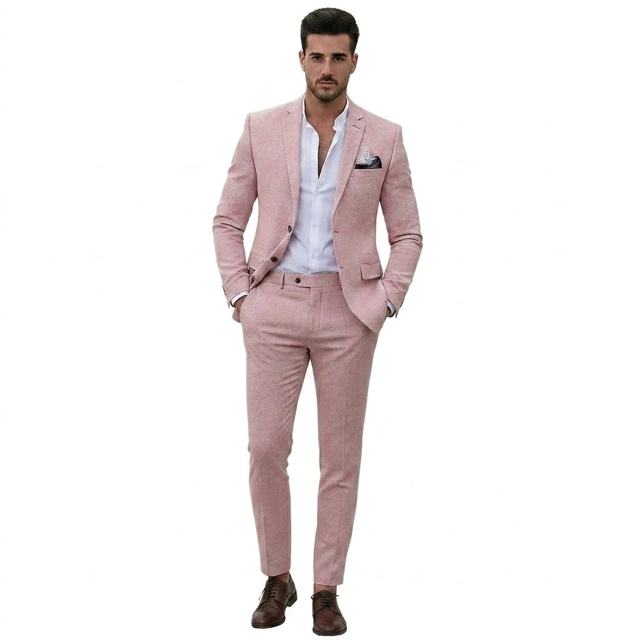 Herren-Zweiteiler mit strukturiertem Blazer und schmal geschnittener Hose