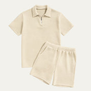Herren Zweiteiliges Set mit Kurzarmshirt und Shorts mit Struktur