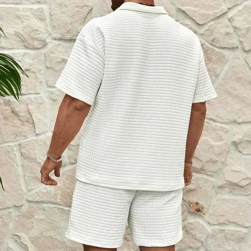Herren Zweiteiliges Set mit Kurzarmshirt und Shorts mit Struktur