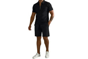 Herren Zweiteiliges Set Poloshirt mit Reißverschluss und kurze Hose