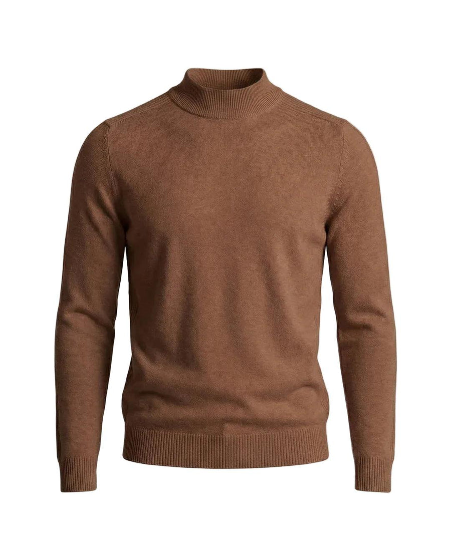Herrenpullover mit langen Ärmeln, Stehkragen und gerader Form