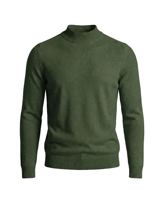 Herrenpullover mit langen Ärmeln, Stehkragen und gerader Form