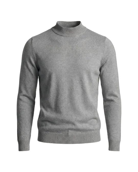 Herrenpullover mit langen Ärmeln, Stehkragen und gerader Form