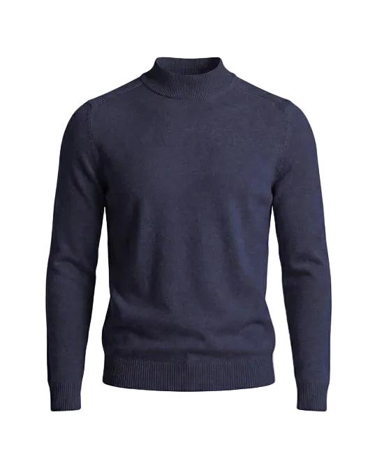 Herrenpullover mit langen Ärmeln, Stehkragen und gerader Form