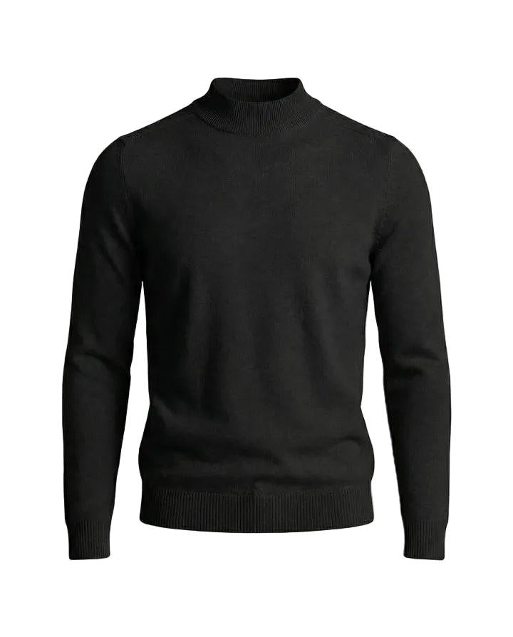 Herrenpullover mit langen Ärmeln, Stehkragen und gerader Form