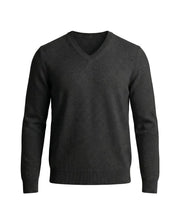 Herrenpullover mit langen Ärmeln, V-Ausschnitt und gerader Form