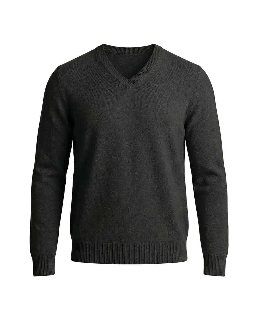 Herrenpullover mit langen Ärmeln, V-Ausschnitt und gerader Form
