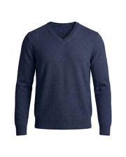 Herrenpullover mit langen Ärmeln, V-Ausschnitt und gerader Form