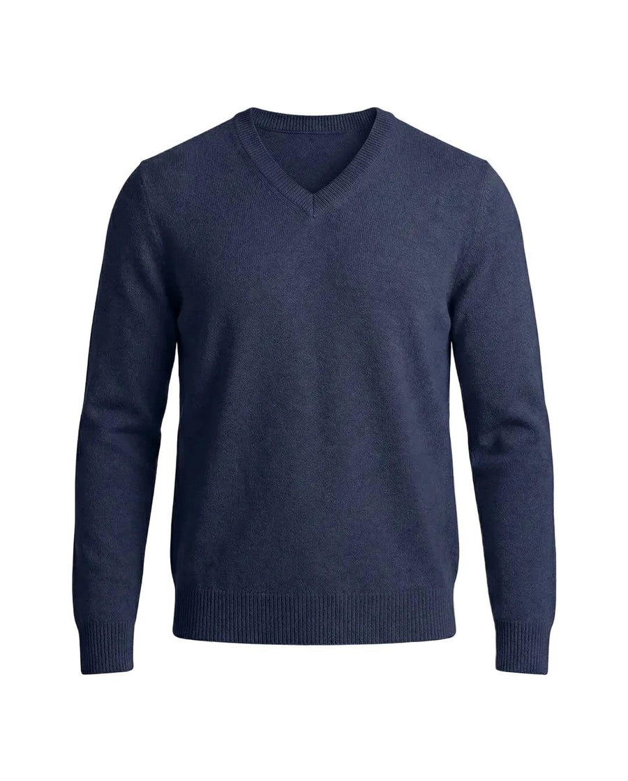 Herrenpullover mit langen Ärmeln, V-Ausschnitt und gerader Form