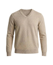 Herrenpullover mit langen Ärmeln, V-Ausschnitt und gerader Form