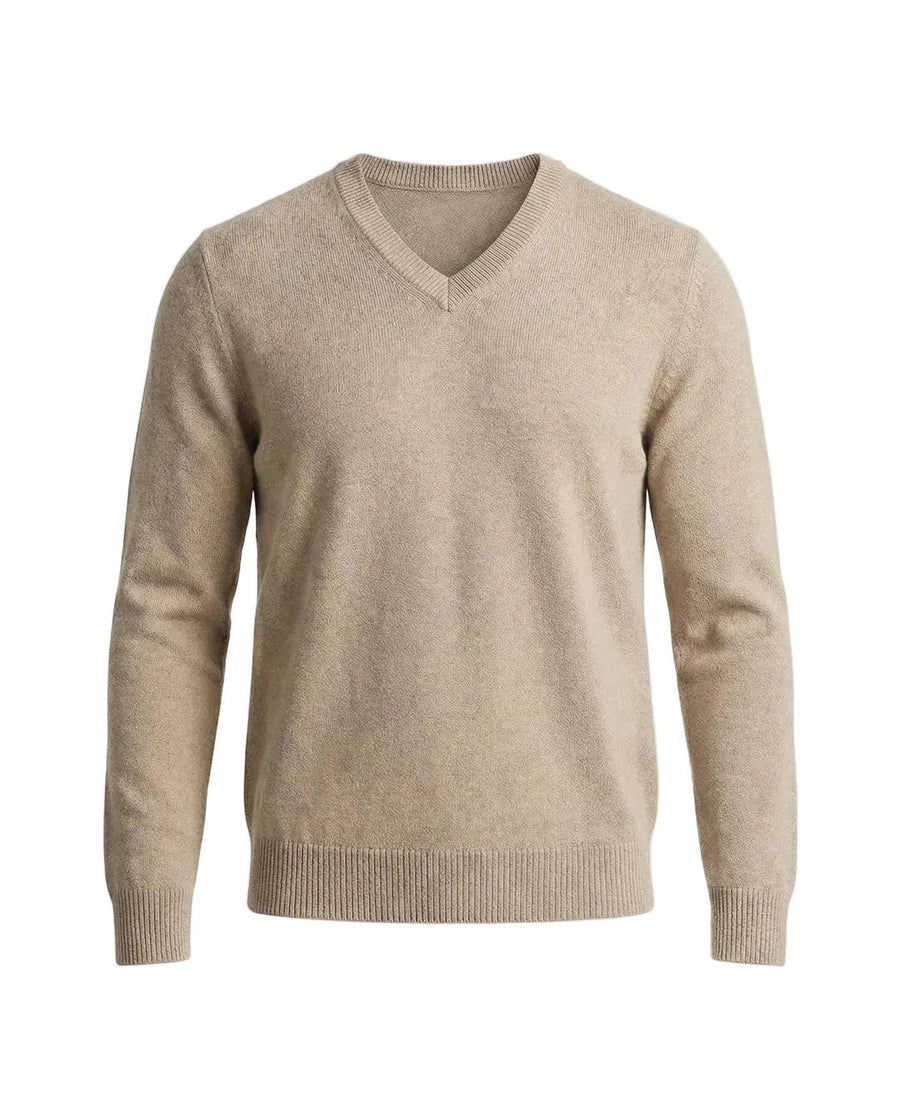Herrenpullover mit langen Ärmeln, V-Ausschnitt und gerader Form
