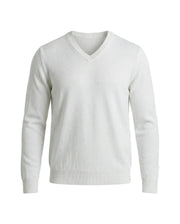 Herrenpullover mit langen Ärmeln, V-Ausschnitt und gerader Form
