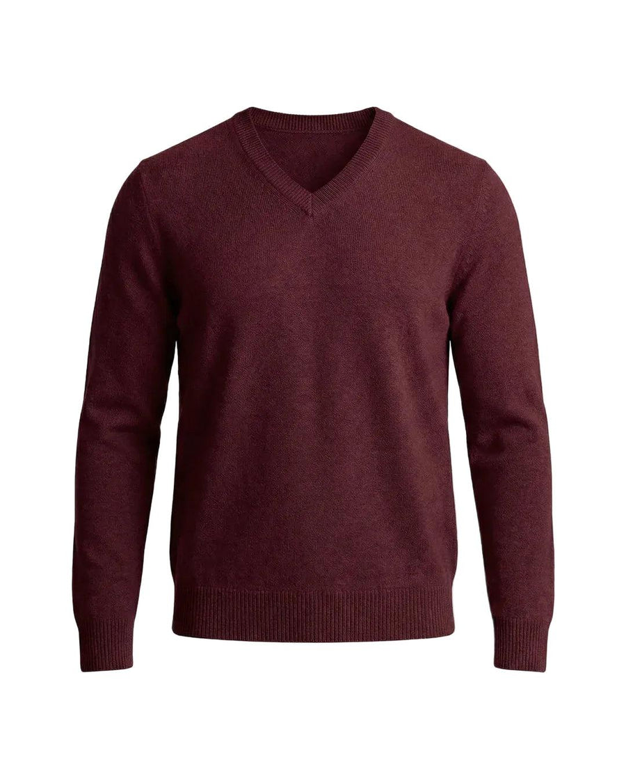 Herrenpullover mit langen Ärmeln, V-Ausschnitt und gerader Form