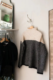 Dory Zweifarbiger Rollkragenpullover aus Baumwolle