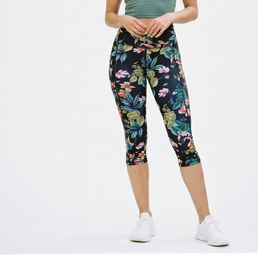 Hochtaillierte Damen Capri-Leggings mit Muster