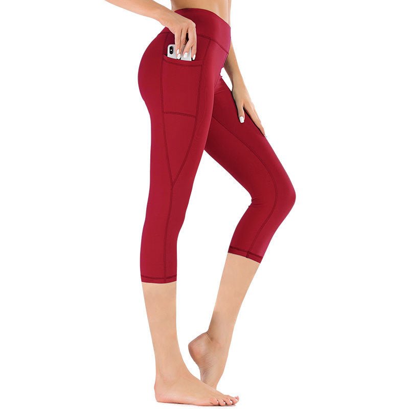 Hochtaillierte Damen Capri-Leggings mit Tasche