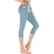 Hochtaillierte Damen Capri-Leggings mit Tasche