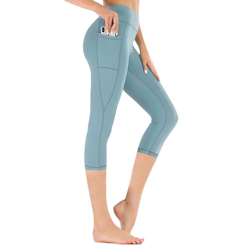 Hochtaillierte Damen Capri-Leggings mit Tasche