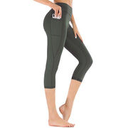 Hochtaillierte Damen Capri-Leggings mit Tasche