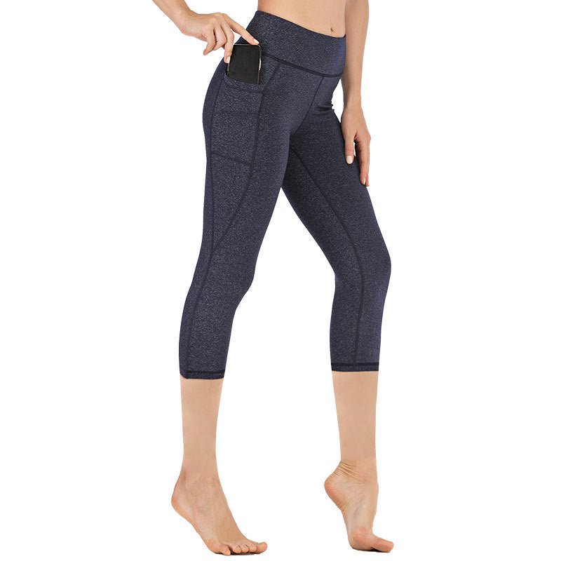 Hochtaillierte Damen Capri-Leggings mit Tasche