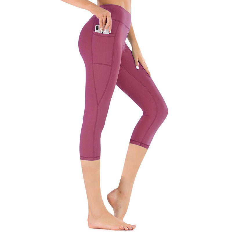 Hochtaillierte Damen Capri-Leggings mit Tasche