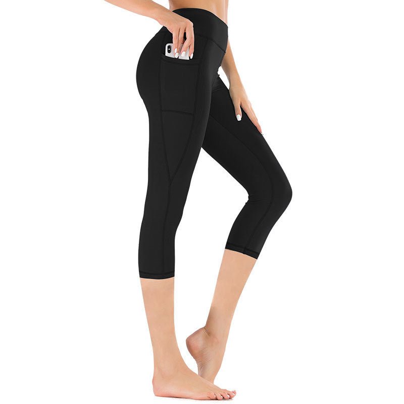 Hochtaillierte Damen Capri-Leggings mit Tasche
