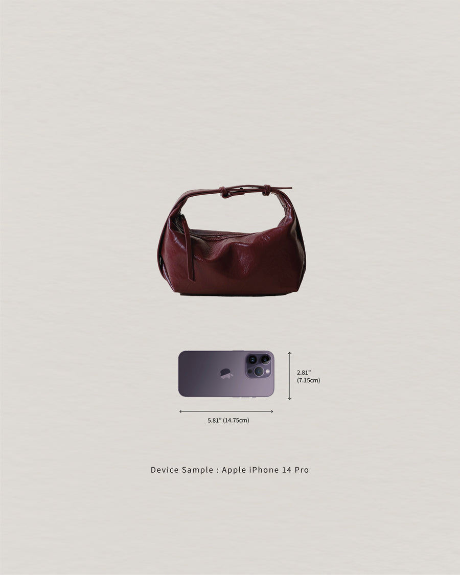 Weinrote Retro Schultertasche aus veganem Leder – Crossbody Handtasche