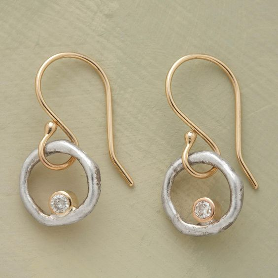 Vintage Gold- und Silberzirconia-Ohrringe