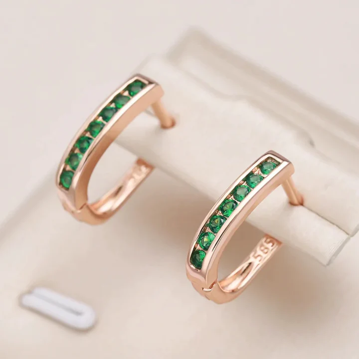 Elegante grüne eingelegte Zirkonia-Ohrringe