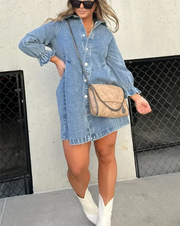 Cäcilia – Langärmliges Jeanshemdkleid