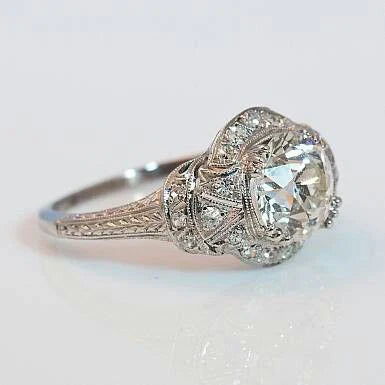 Vintage Silber Weiß Kristall Ring
