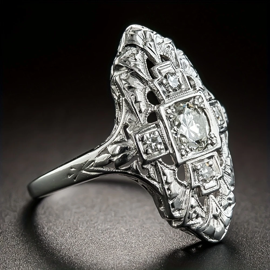 Vintage Oval Glänzend Sterling Silber Ring