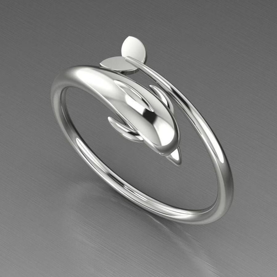 Vintage Silber Delphin Ring