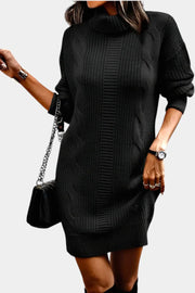 Ruchamit - Einfarbiges Strick Kleid Mit Rollkragen