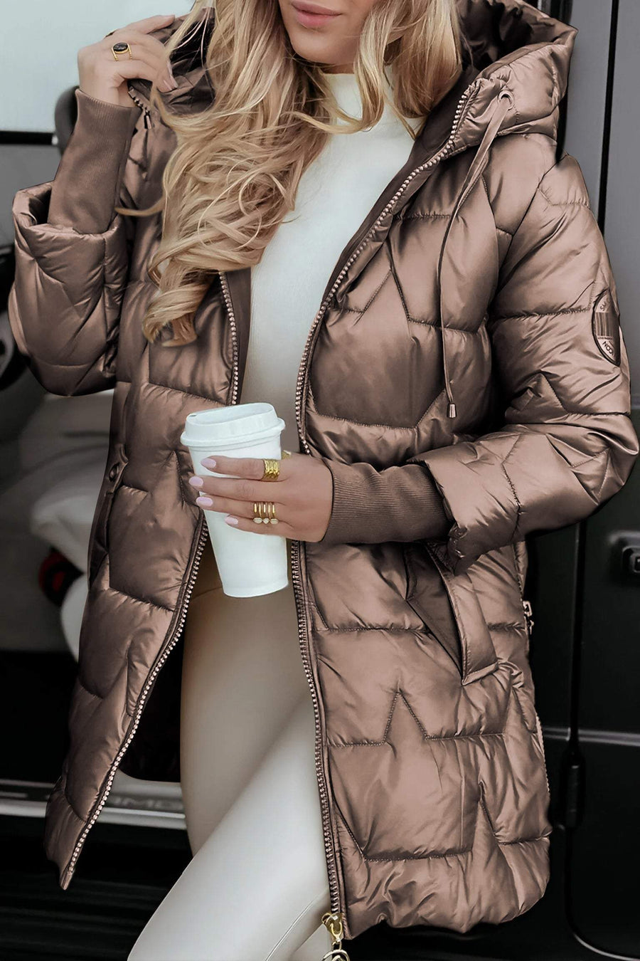 Modische Mittellange Winterjacke Für Damen | Mit Kapuze