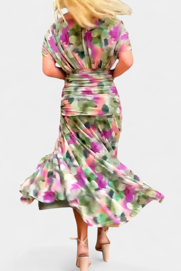 Elfriede | Damen Off-Shoulder Gerafftes Maxi Kleid